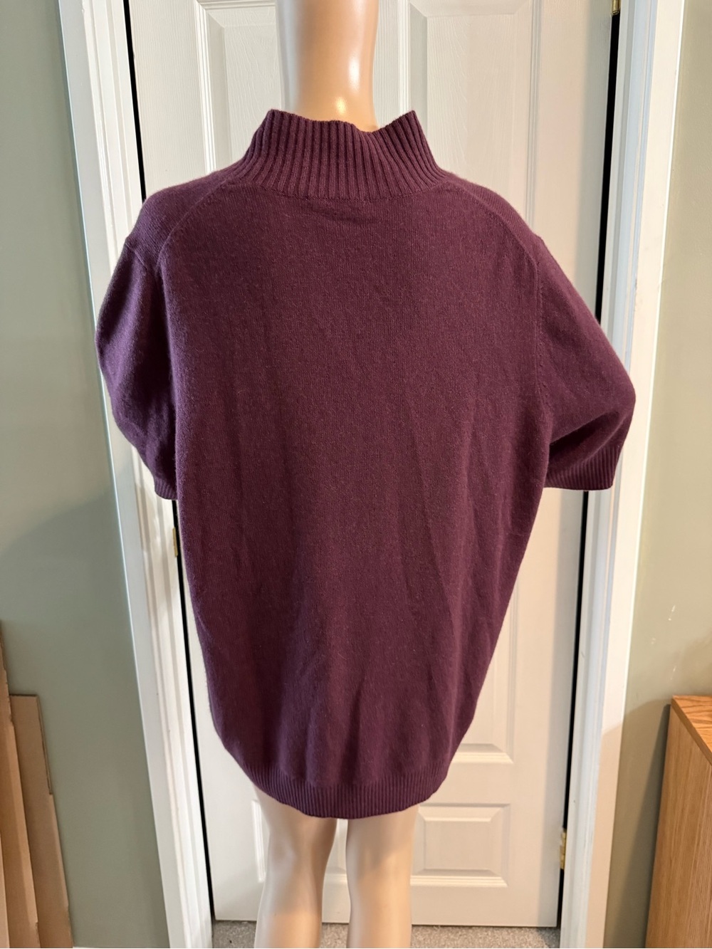 Chicos Short Sleeve Cashmere Sweater Plum Purple Size 3 XL High Neck Soft - Picture 7 of 11